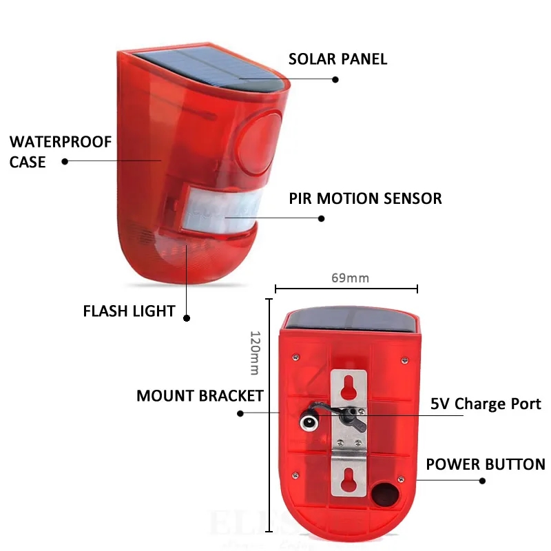 Waterproof Solar Powered Alarm - Smart Garden Solar Lights ulasan dan harga