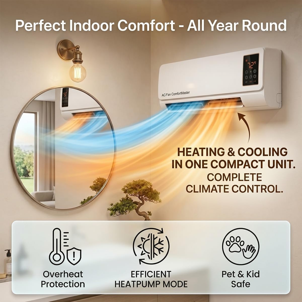 1800W Wall Mounted Air Conditi - Smart Garden Rooms ulasan dan harga